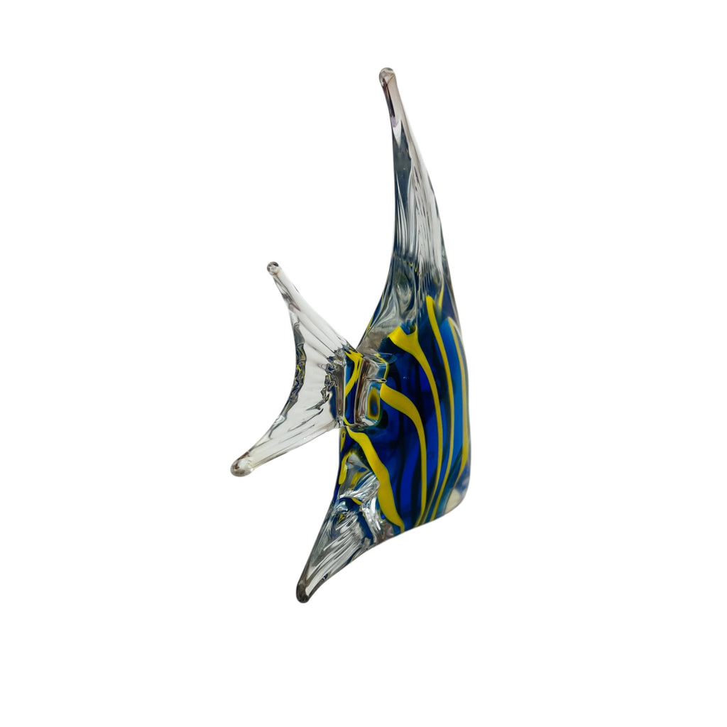Art Glass Blue and Yellow Glass Fish Figurine