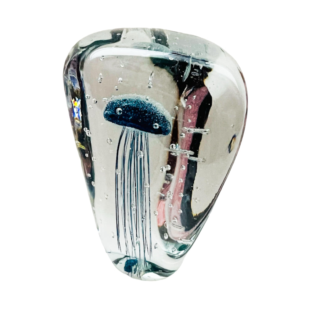 Jellyfish Art Glass Glow in the Dark Paperweight Figure