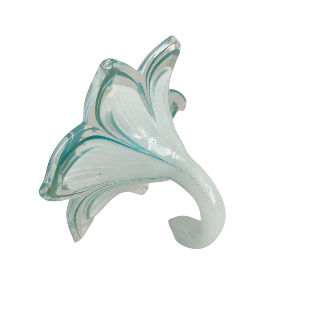 Vintage Art Glass Short Stem Stand Swirl Flower