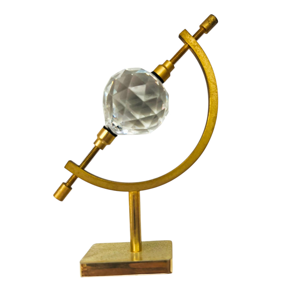 Vintage Glass Crystal Globe on Caliper Stand