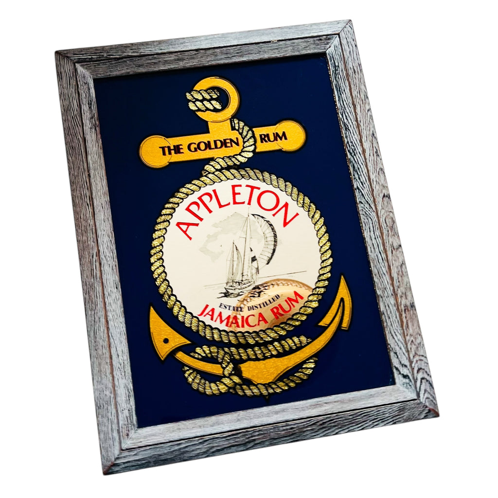 Vintage Appleton Jamaica Rum Nautical Theme Bar Framed Mirror