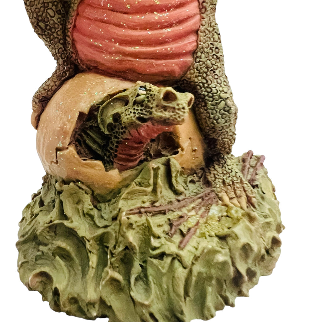Vintage Medieval Fantasy Green Dragon Hatching Egg Figurine