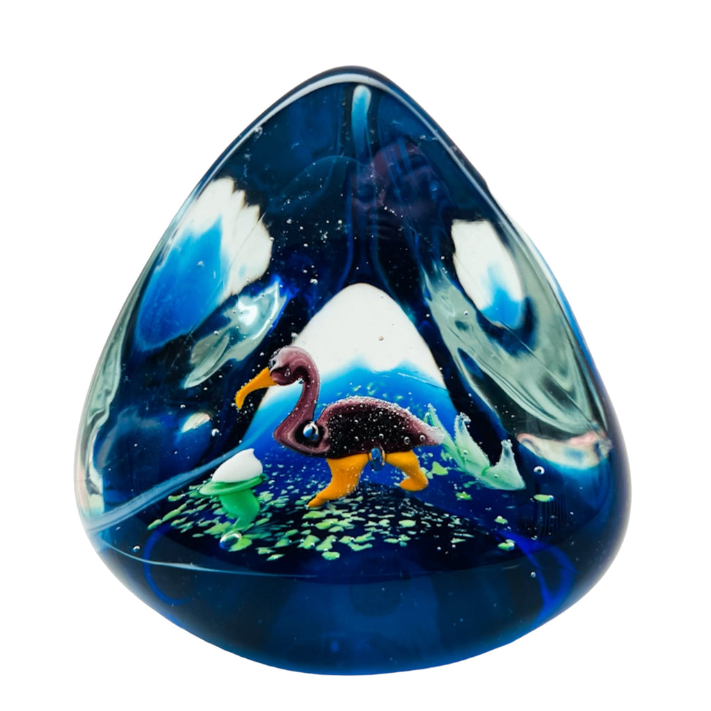 Vintage Cobalt Blue Water Scene Design Triangle Paperweight
