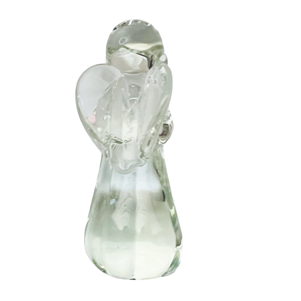 Vintage Praying Girl Angel Clear Glass Crystal Figurine