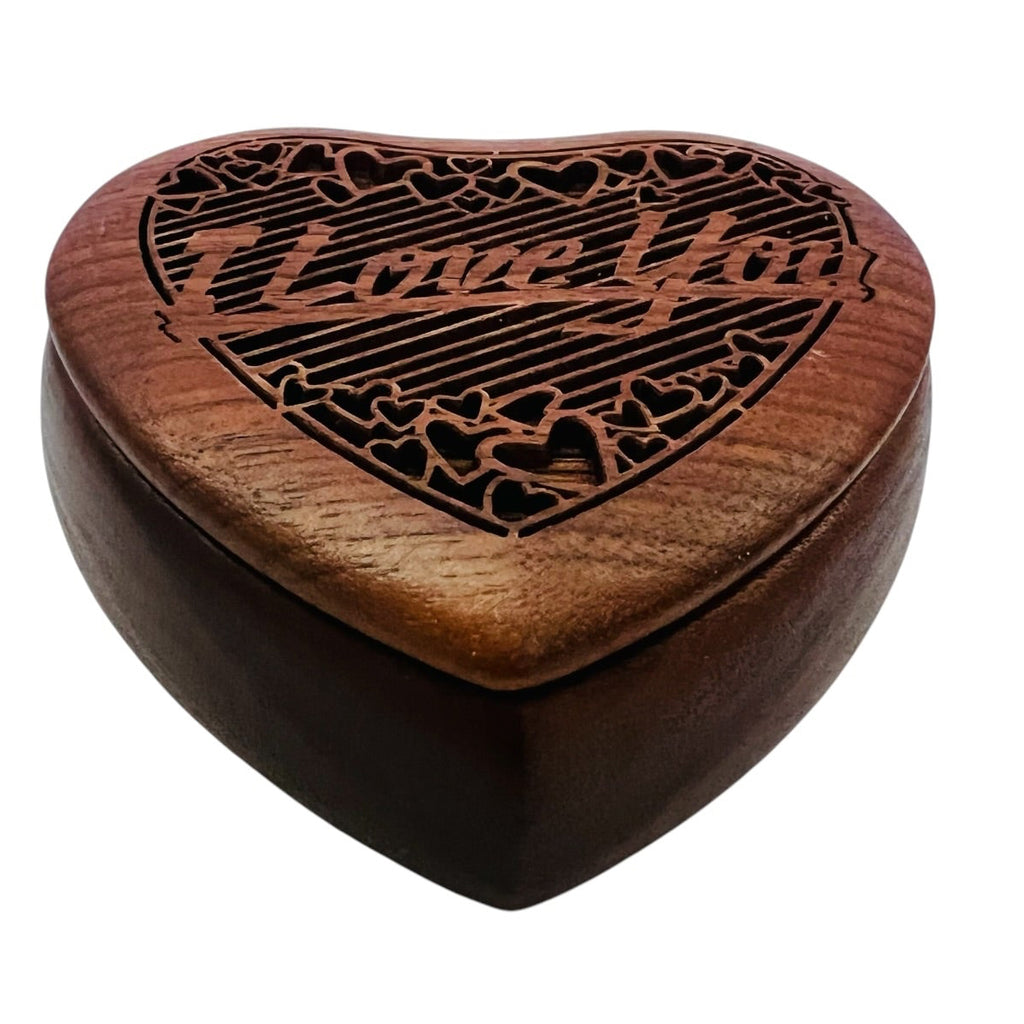 Lasercraft USA Heart-Shaped Wooden Trinket Music Box "I Love You"