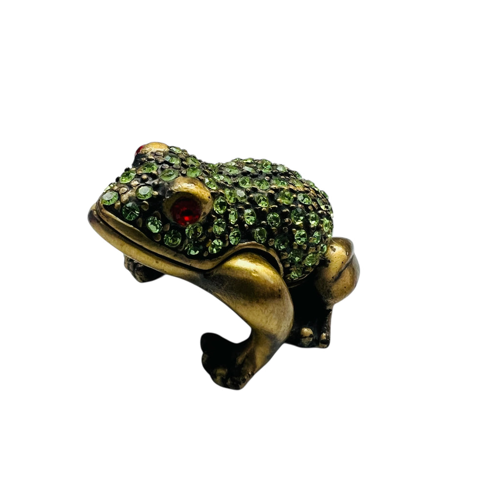 Vintage Jeweled Miniature Frog Trinket Box
