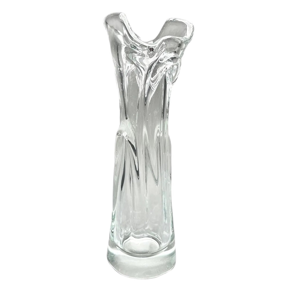 Vintage MCM Modern Clear Swung Art Glass Vase