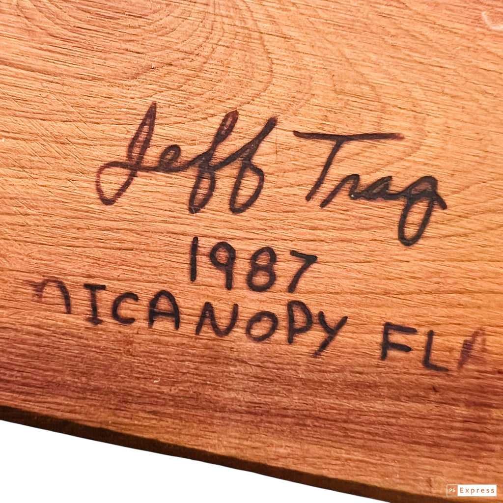 Vintage 1987 Jeff Trag Red Cedar Secret Compartment Signed Jewelry Box