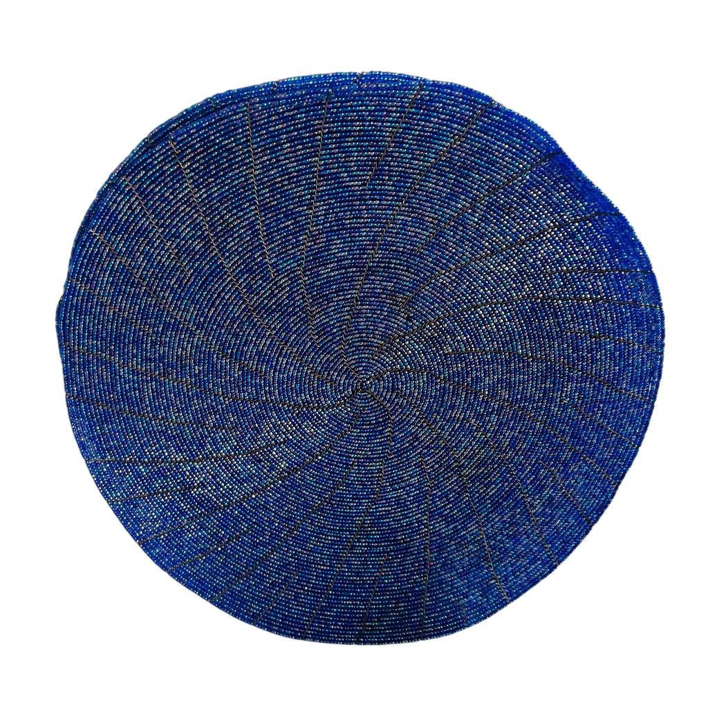 Handmade Royal Blue Beaded Placemats- Set of 2