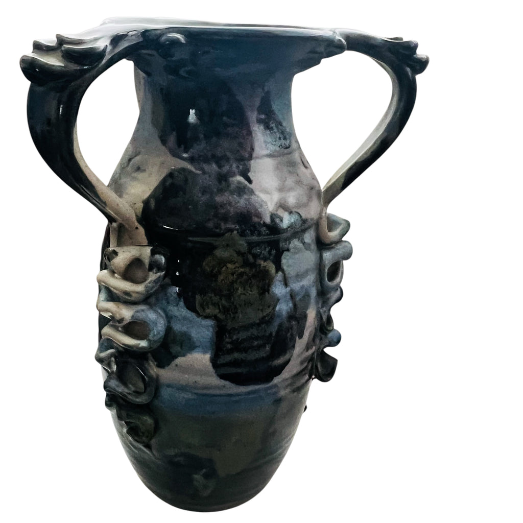 Vintage Buie 1992 Glaze 3 Handle Pottery Signed Vase