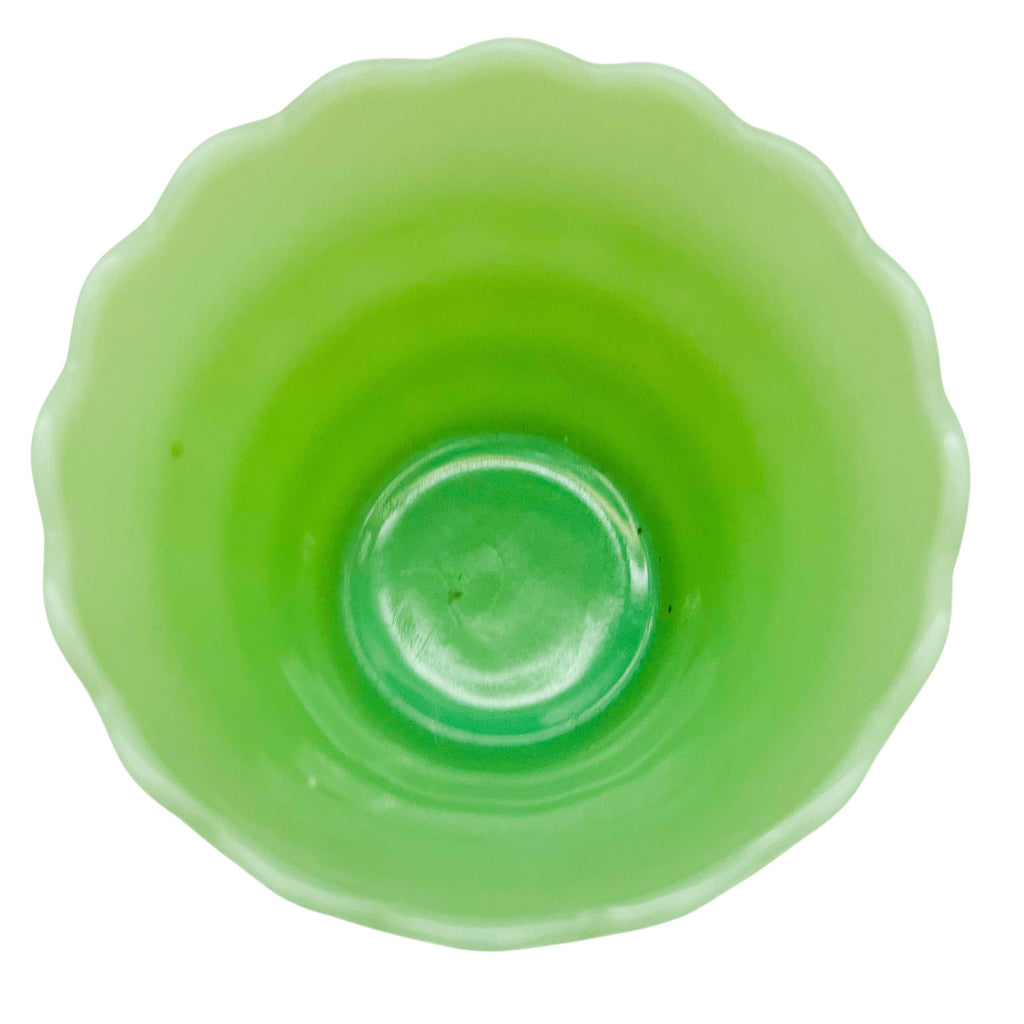 Vintage Jadeite Green Small Scalloped Vase
