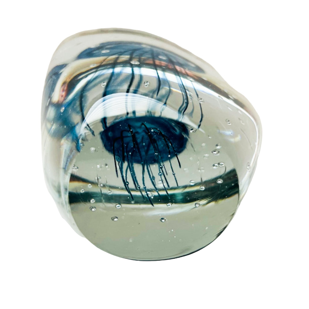 Jellyfish Art Glass Glow in the Dark Paperweight Figure