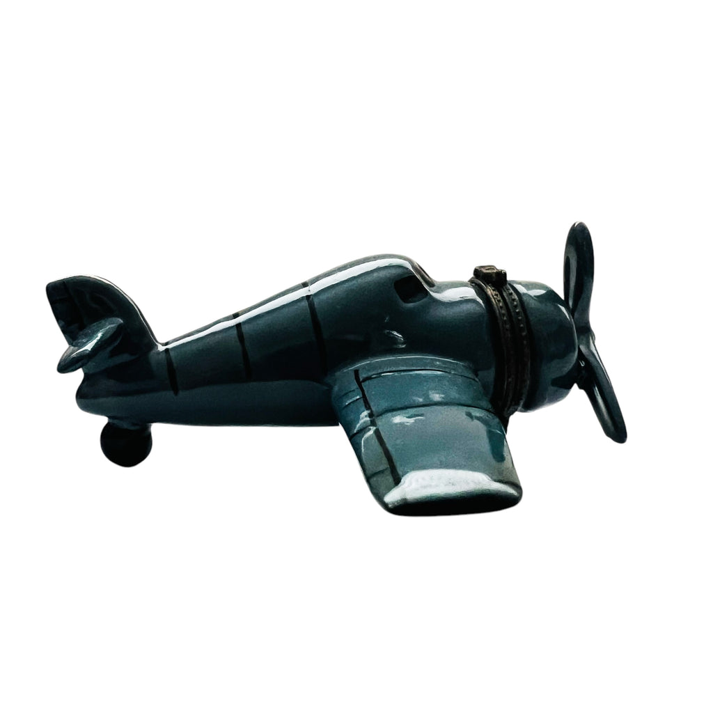 Airplane with Pilot Ceramic Hinged Trinket Box