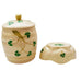Vintage Belleek Pottery Ireland Shamrock Marmalade & Lid +
Open Salt Cellar Bowl