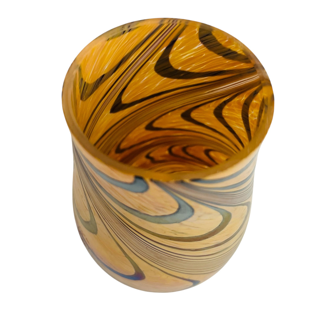 Vintage Teleflora Pulled Feather Iridescent Art Glass Vase