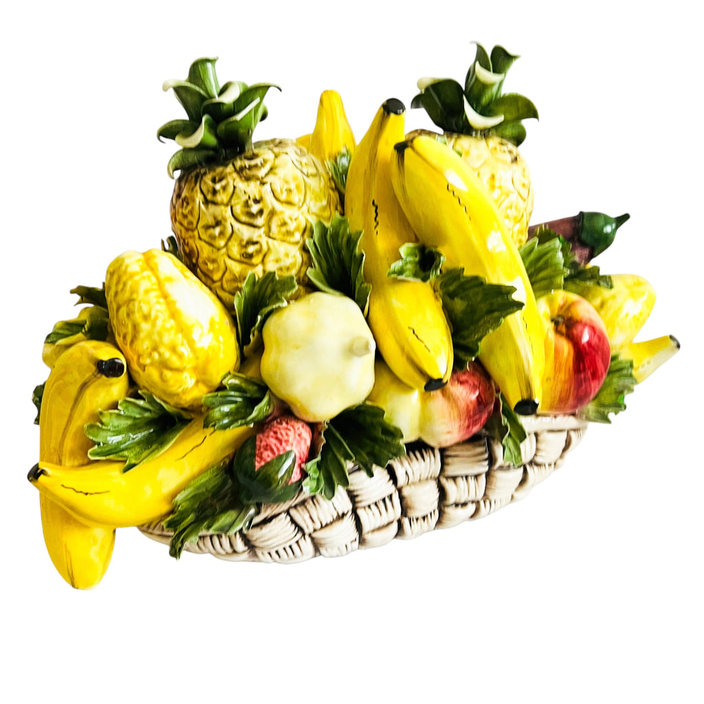 Vintage Capodimonte Italian Ceramic Fruit Basket Decor