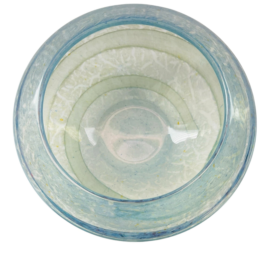 Art Glass Cased Blue Green Decorative Bowl