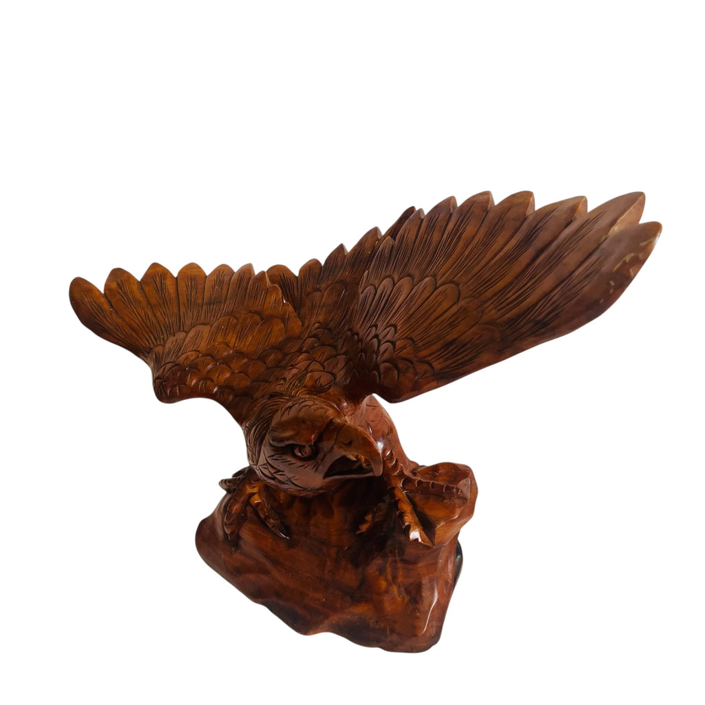 Vintage Hand-Carved Wooden Eagle Sculpture