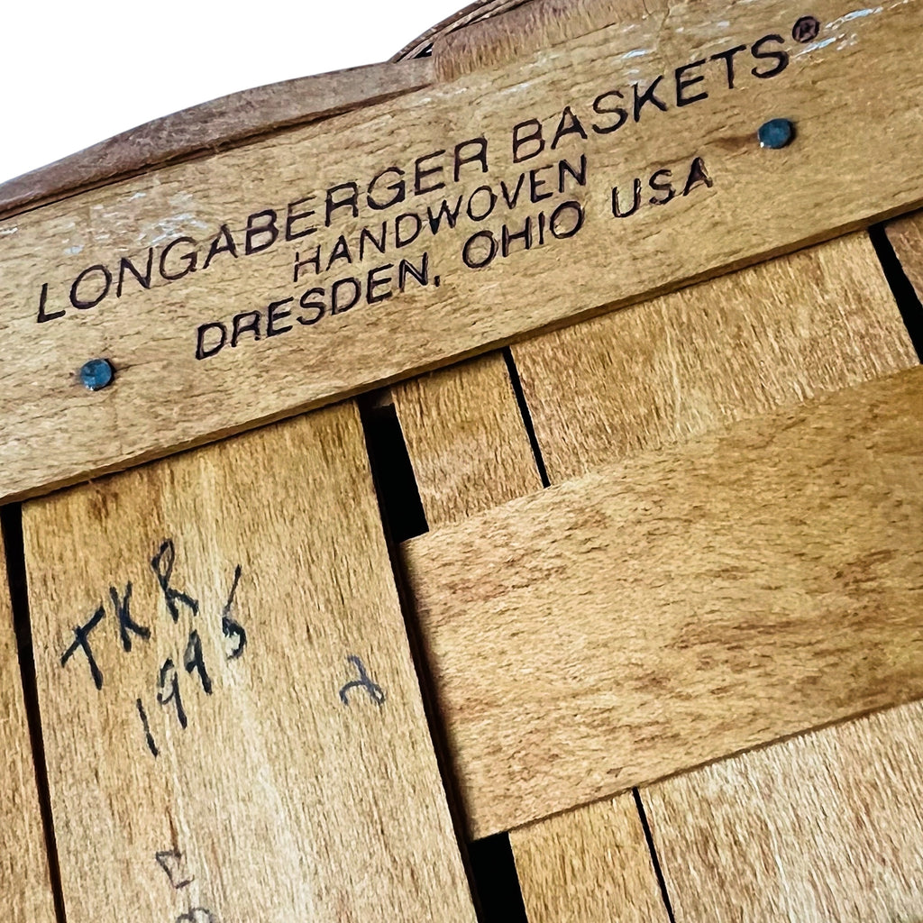 Vintage 1995 Longaberger Woven Picnic Basket with Plastic Liner