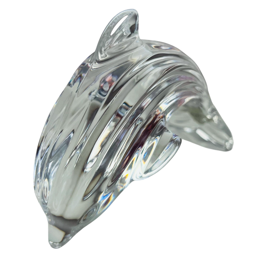 Vintage Waterford Crystal Ribbed Dolphin Figurine Paperweight