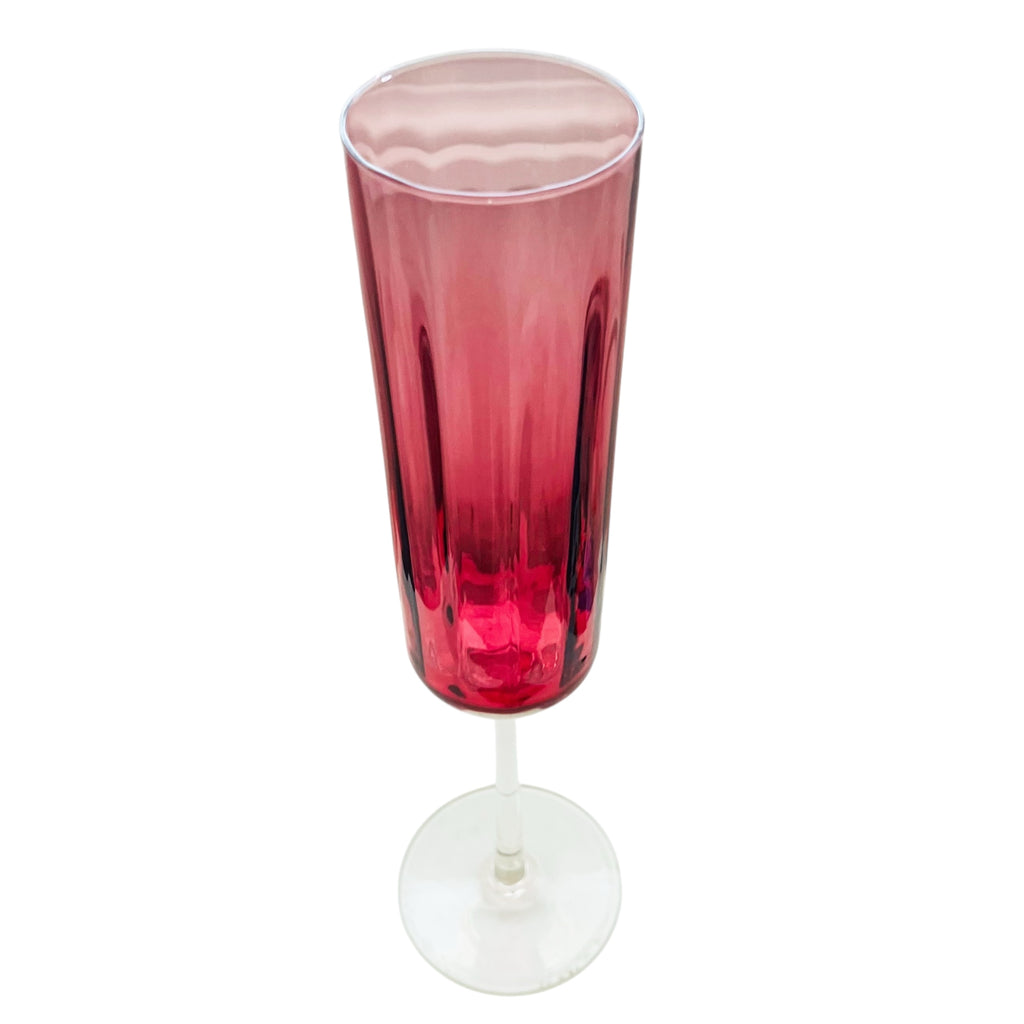 Vintage Cranberry Long Stem Glass Vase
