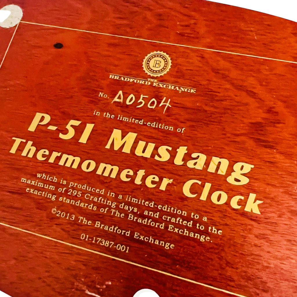 Bradford Exchange 70th Anniversary P-51 Mustang Thermometer Clock Display