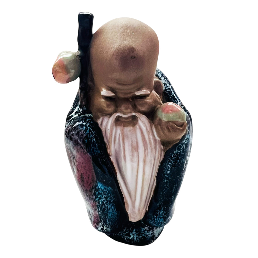 Vintage Chinese God of Longevity Mudman Clay Figurine