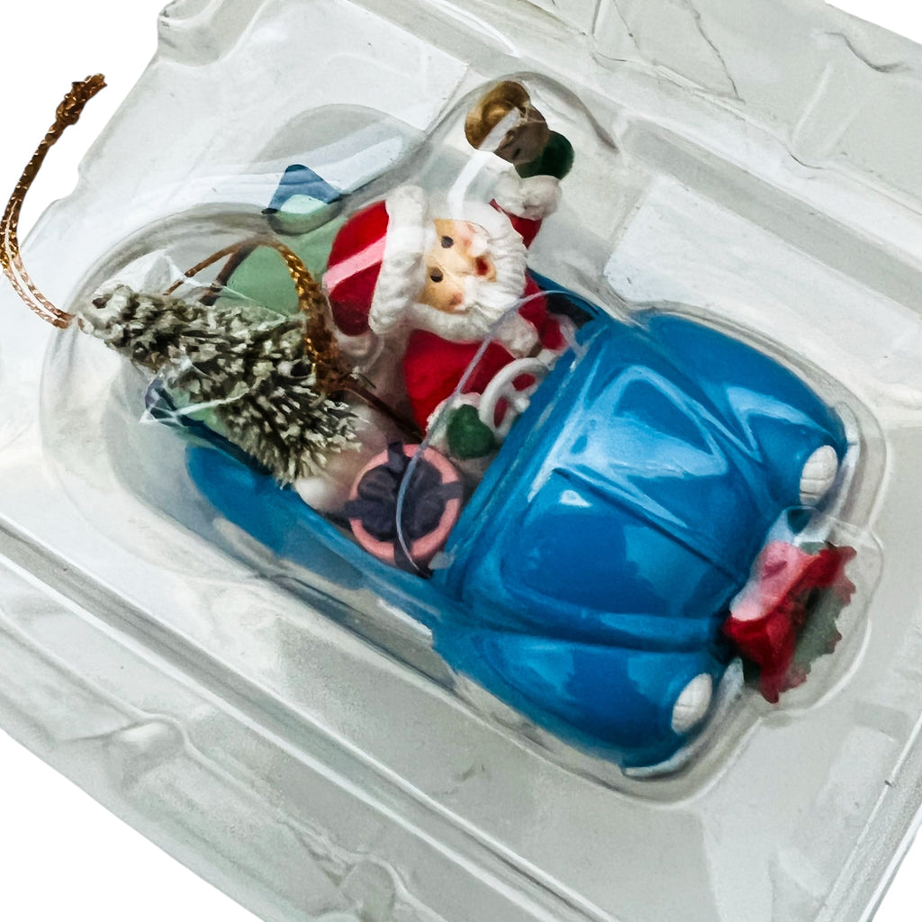 Vintage Traditions Santa Driving Car VW Bug Christmas Gifts Tree Car Ornament