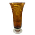Vintage Amber and White Swirl Art Glass Footed Vase