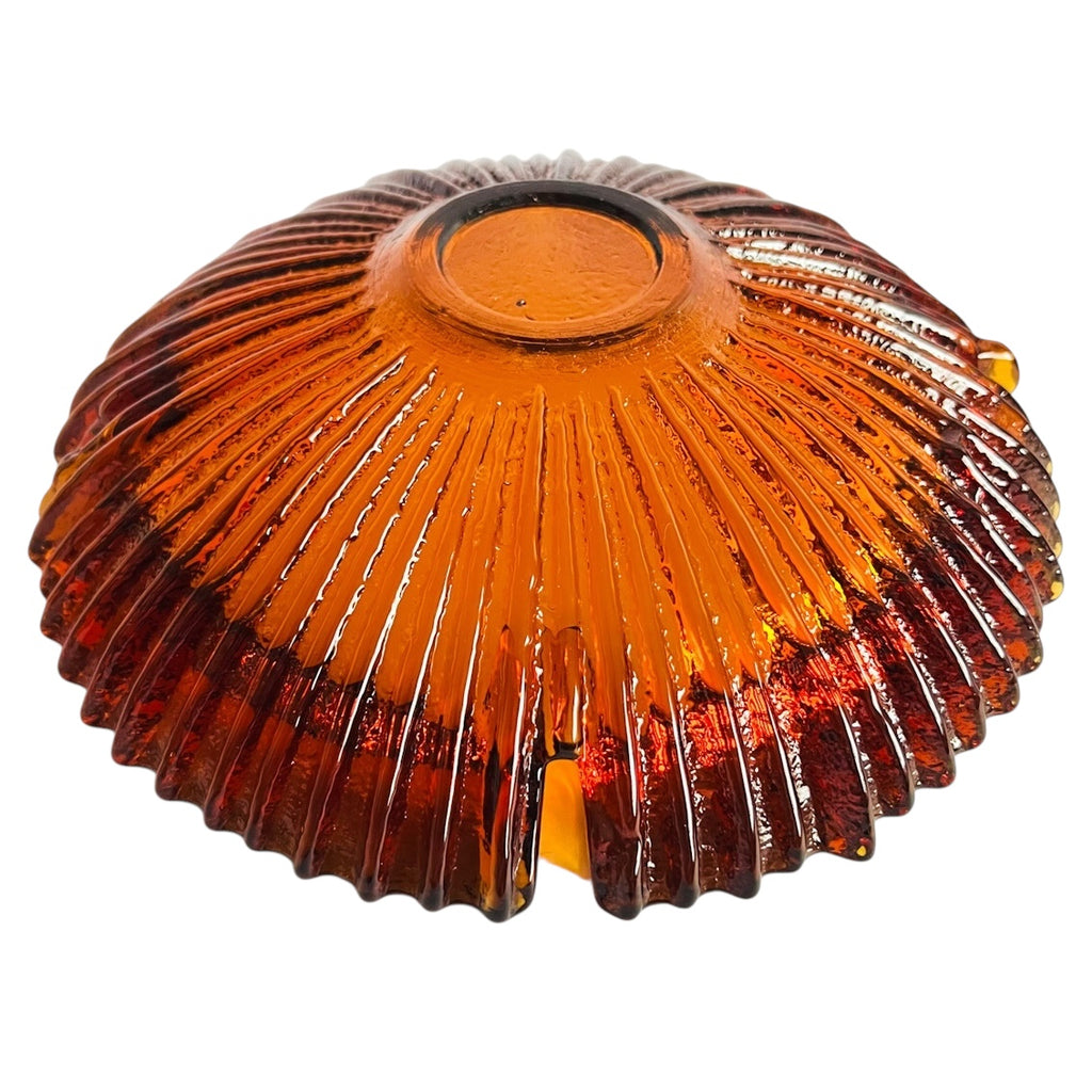 Vintage MCM Amber Rust Orange Round 4 Slot Starburst Ashtray
