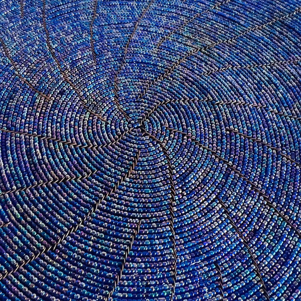 Handmade Royal Blue Beaded Placemats- Set of 2