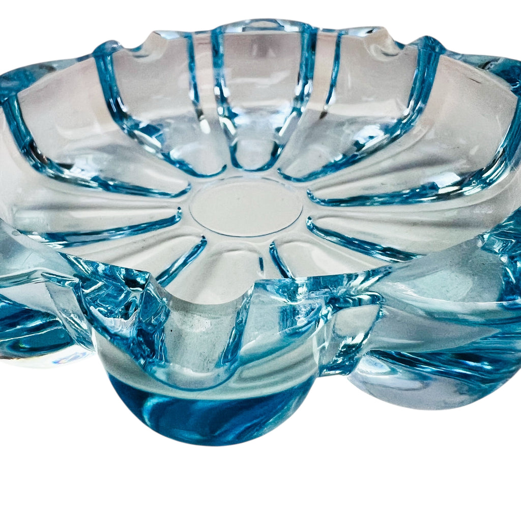 Vintage Fostoria Blossom Blue Glass Ashtray