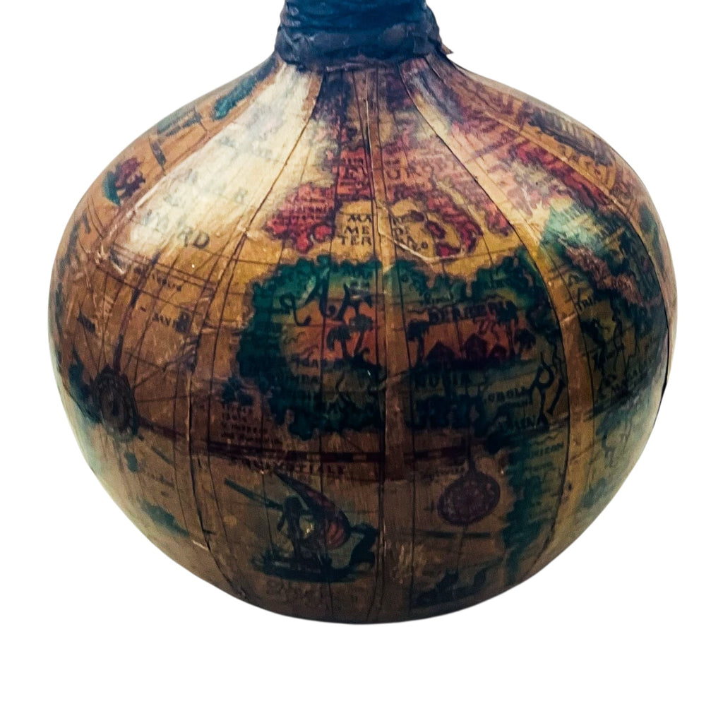 Vintage Italy Faux Leather Wrapped Covered World Map Wine Bottle