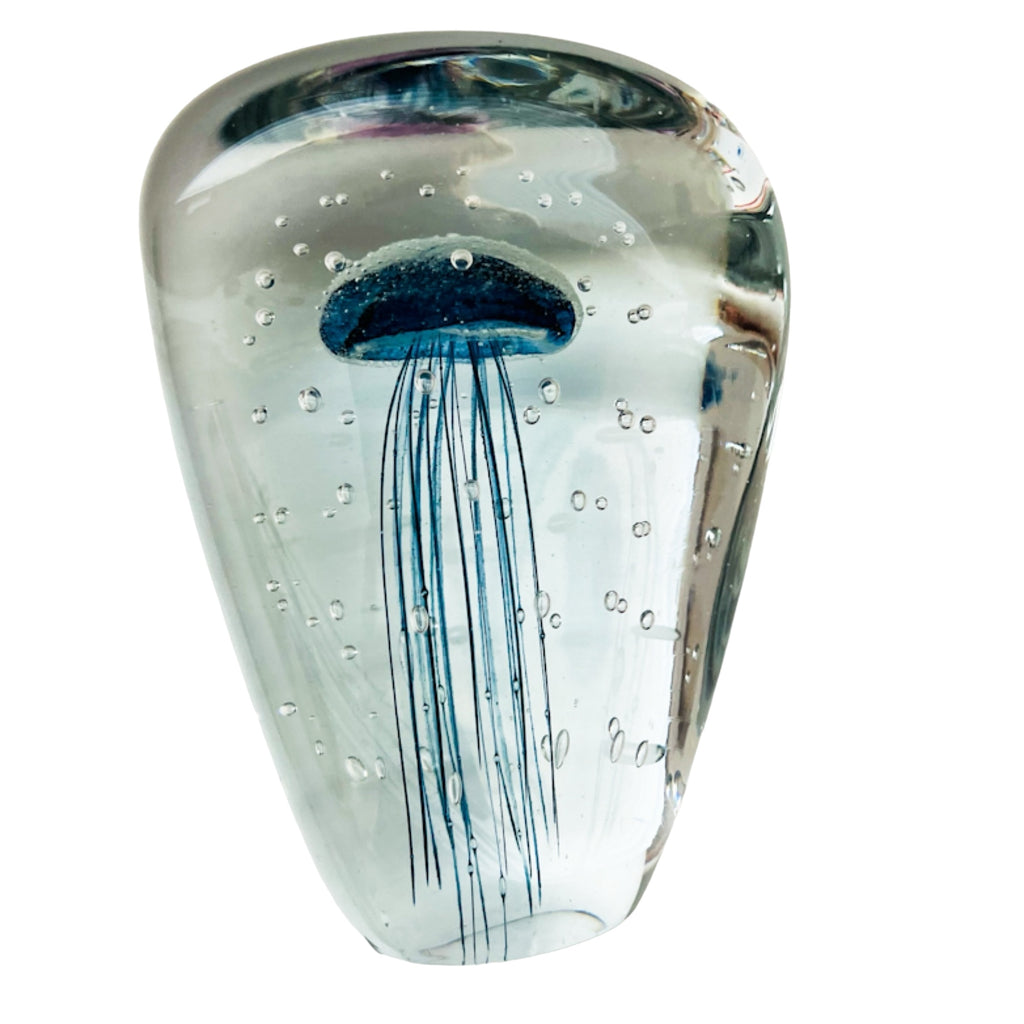 Jellyfish Art Glass Glow in the Dark Paperweight Figure
