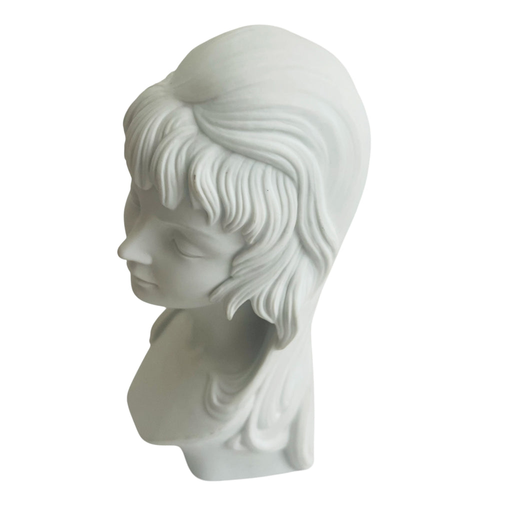 Vintage Bright View White Ceramic Female Bust Signed 1971 Sculpture