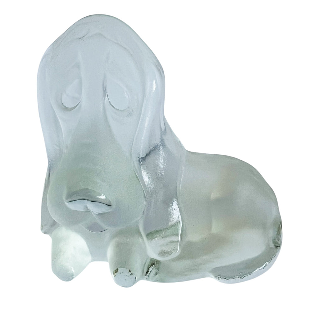 Vintage Viking Art Glass Frosted Basset Hound Dog