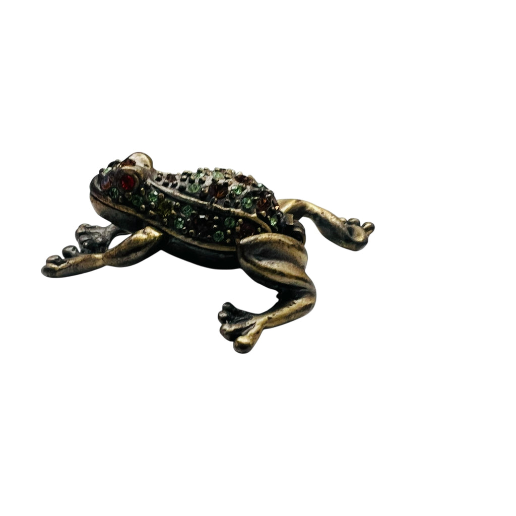 Vintage Jeweled Miniature Frog Trinket Box