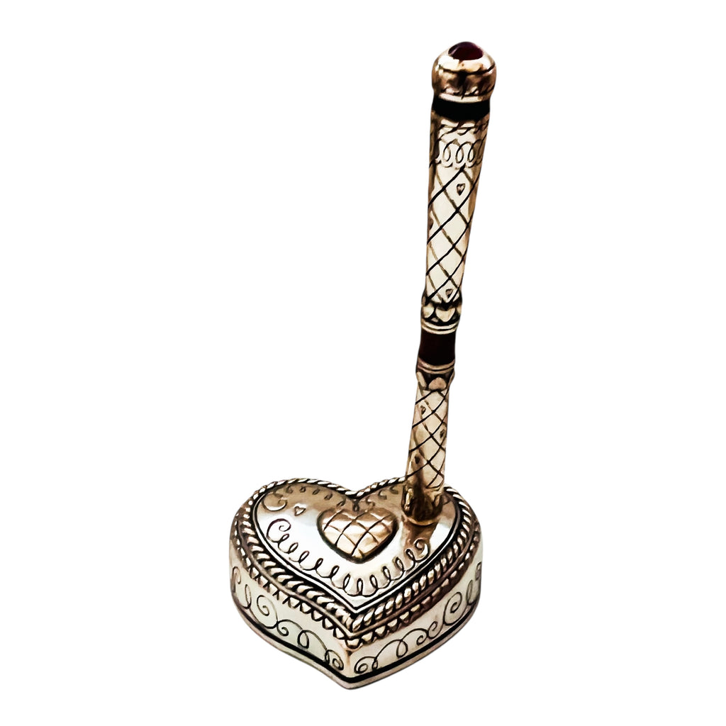 Brighton Silver Plated Heart Love Letters Love Notes Pen & Heart Pen Holder Desk Set