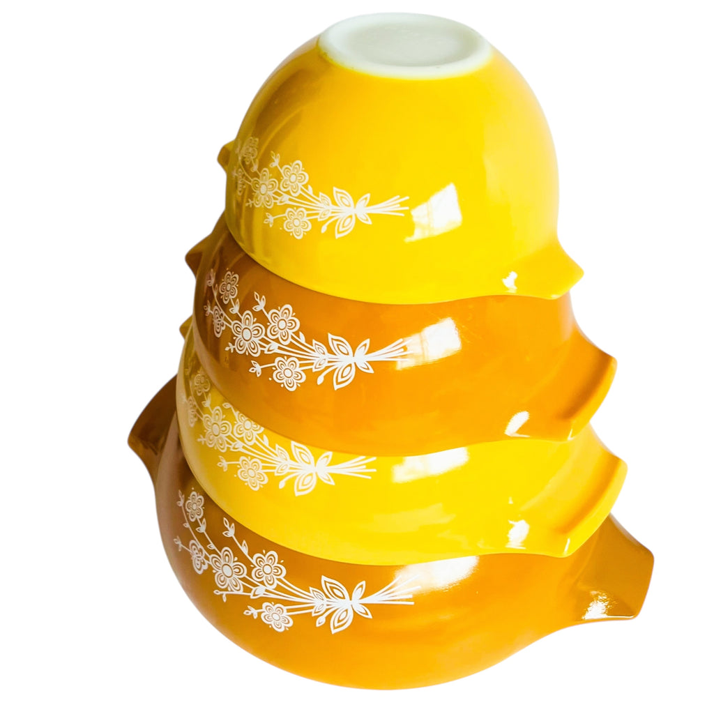 Vintage Pyrex Butterfly Gold Cinderella Mixing Bowl Set 1970's Nesting Bowls