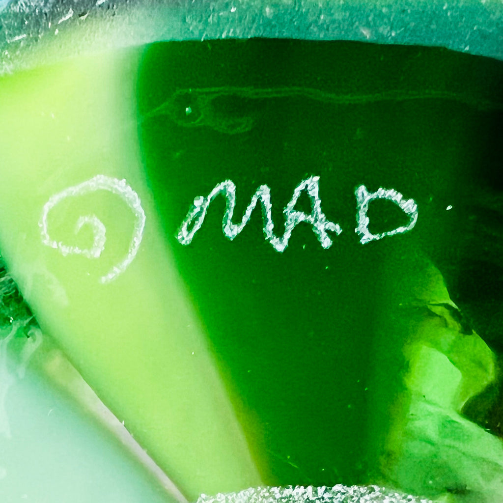 Mad Art Clear Blue Flower Cylinder Signed Vase