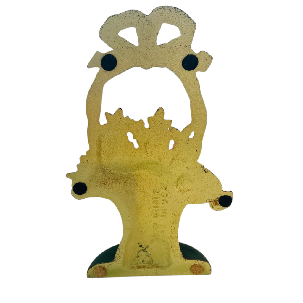 Vintage John Wright Cast Iron Flower Basket Doorstop