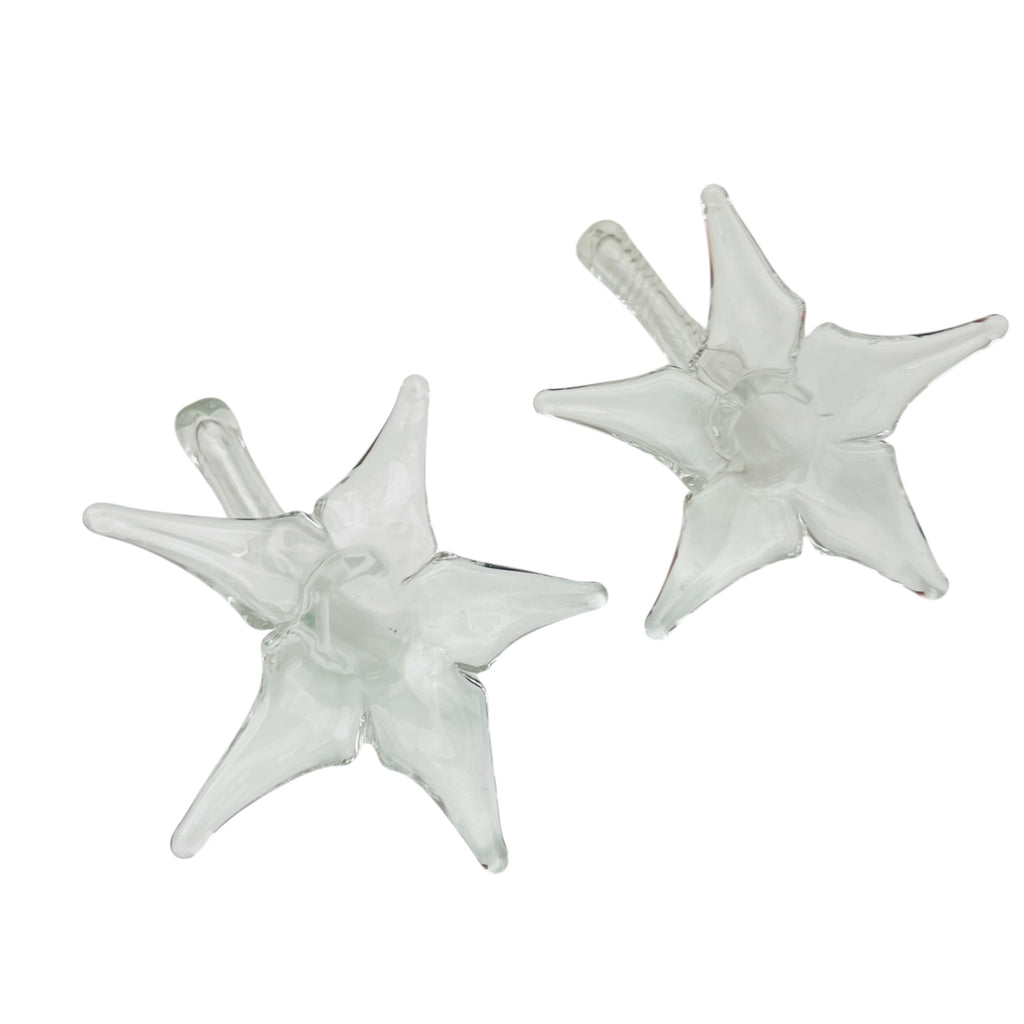 Vintage Clear Glass Lily Flower Short Stem- Set of 2