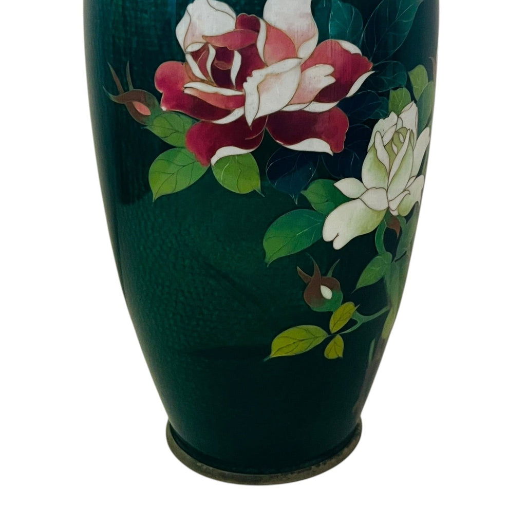 Vintage Japanese Cloisonne Craftsman Floral Design Vase