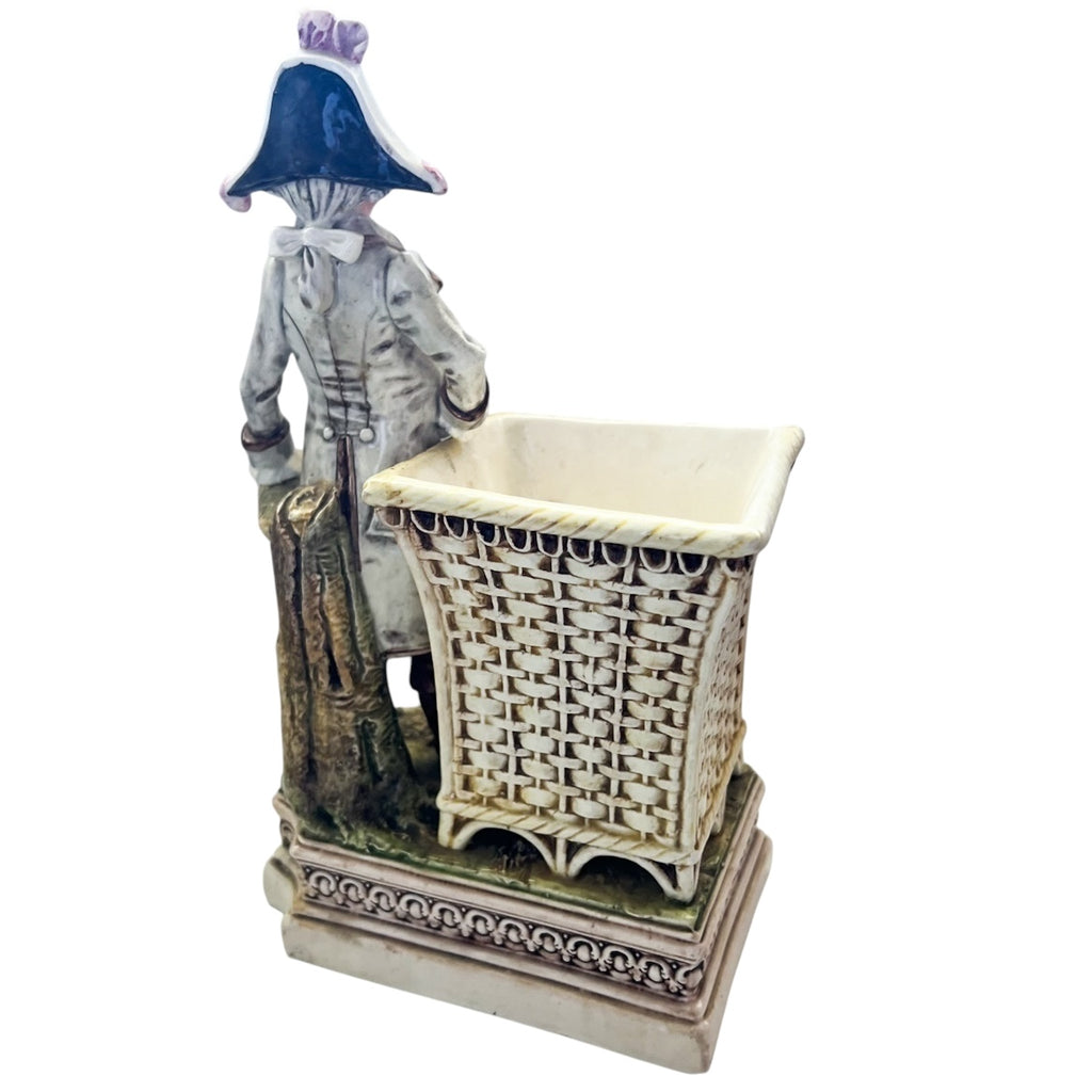 Antique Bisque Porcelain Figure Man Planter Figurine