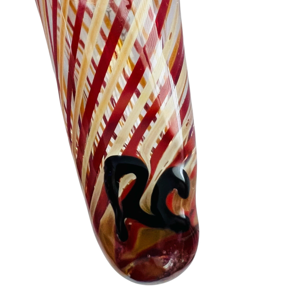 Vintage Robert Coleman Signed RC Handblown Spiral Glass Hanging Chain Bud Vase