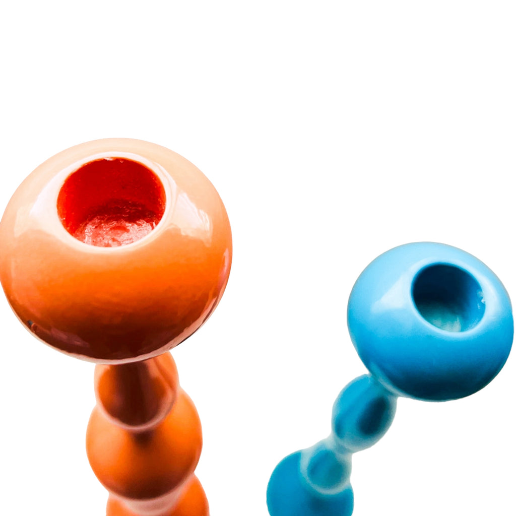 Chiasso Exclusive Orange Turquoise Metal Bubble Candlesticks