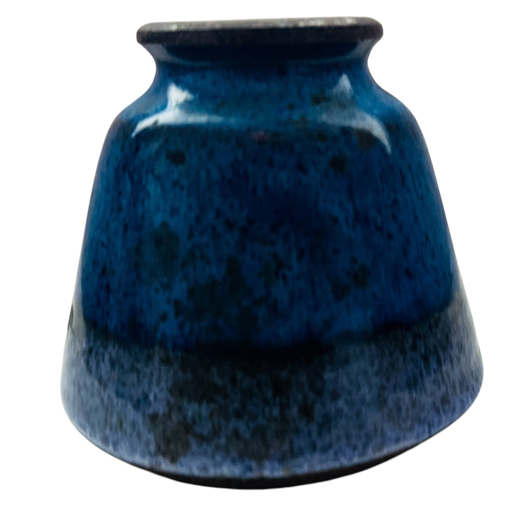 Distressed Terra-cotta Blue Finish Signed JOY Vase