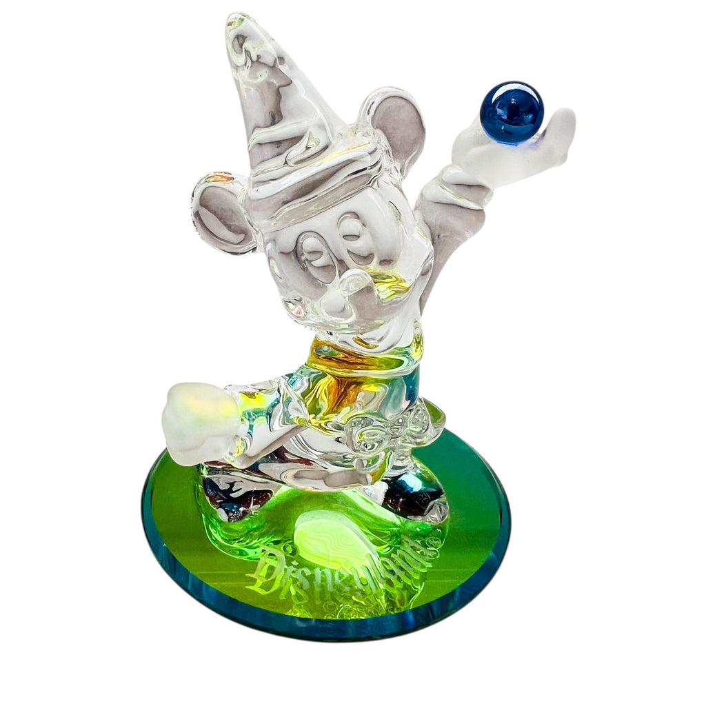 Disney Sorcerer Mickey Crystal Clear Frosted Color Changing Base Figurine