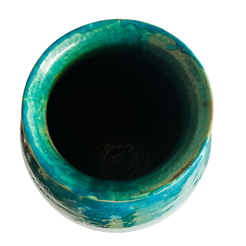 Vintage Scott Wilson Raku Blue-Green Ceramic Floor Vase