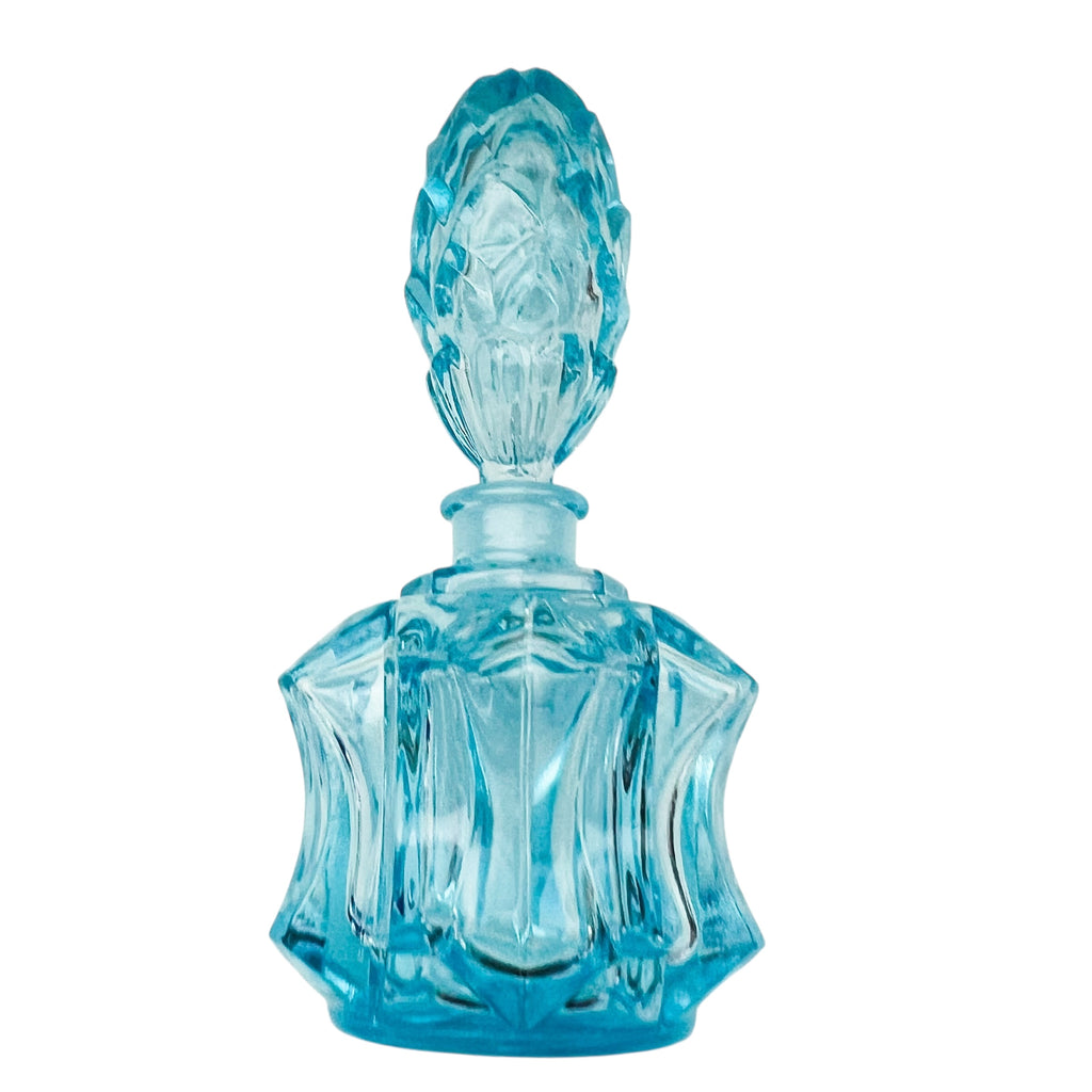 Vintage I. W. Rice and Co. Light Blue Glass Perfume Bottle Made in Japan